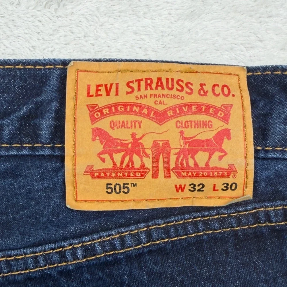 Levi 505 Regular Fit Jeans Men 32x30 Dark Wash Straight Leg Denim Casual Work